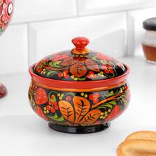 Сахарница большая (15×10 см), хохлома